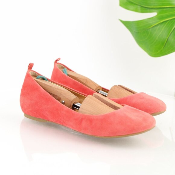 J.CREW Shoes - J Crew Womens Anya Ballet Flat Size 7.5 Coral Red Suede Slip On Shoe Classic